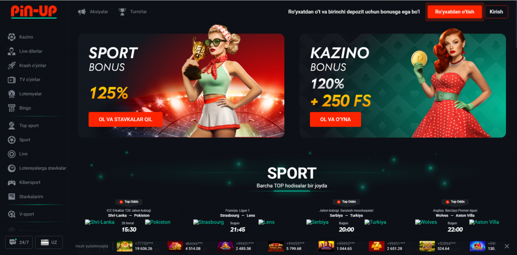 Официальный сайт Pin Up Casino — главная страница Пин Ап казино Узбекистан, вход и разделы игр